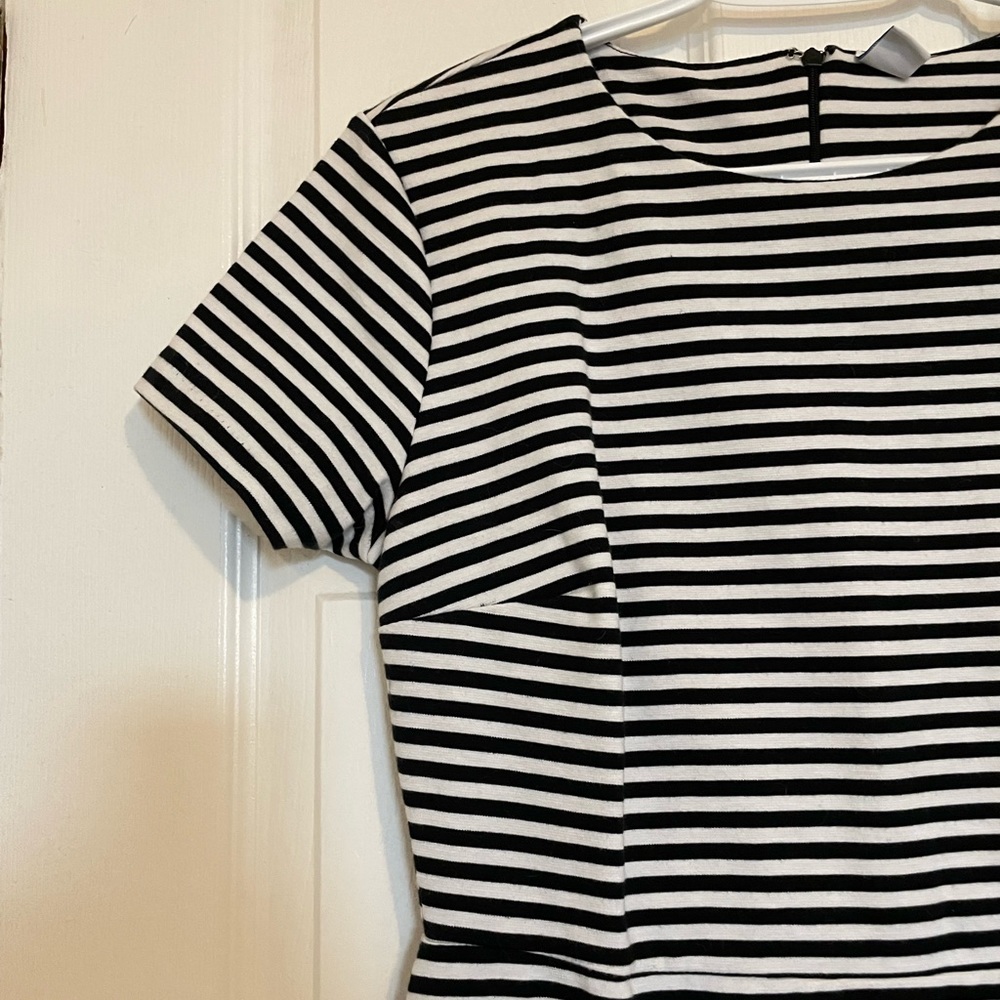 Black and white striped dress
